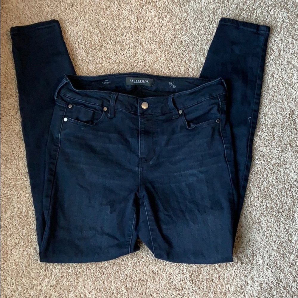 Liverpool skinny dark blue jeans.  Size 10/30